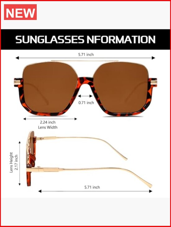 Retro Oversized Aviator Sunglasses Double Bridge UV400 Acetate ✨Classic Double Bridge Oversized Aviator Shades Men retro  main image 3